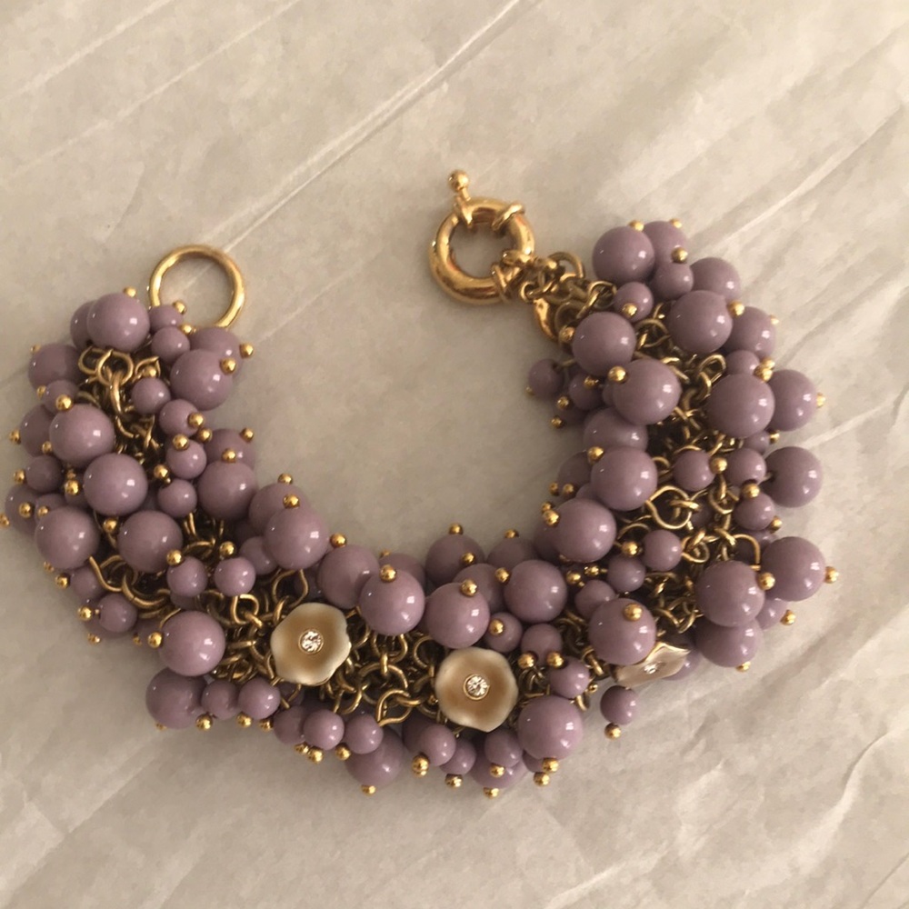 Lavender Beaded Cluster Bracelet - Unbranded